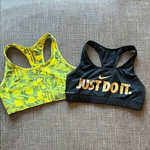 Nike Black & Yellow Patterned Sports Bra Duo
